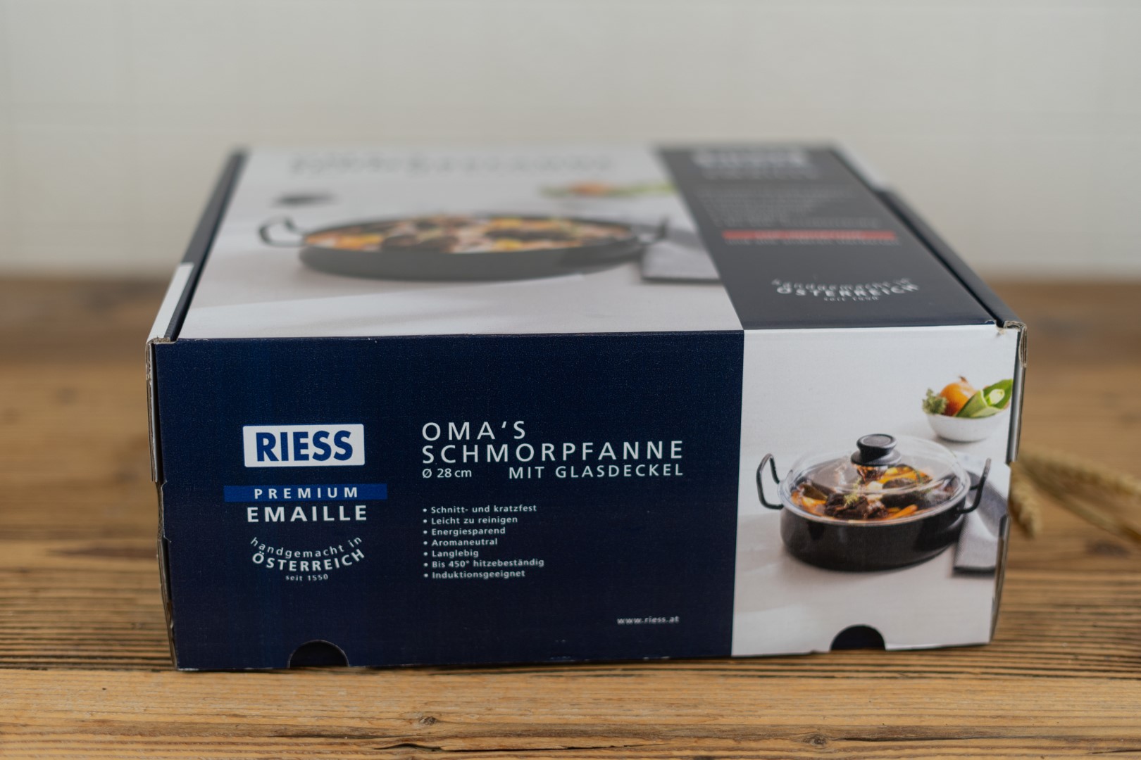 Riess Schmorpfanne aus Emaille Verpackung