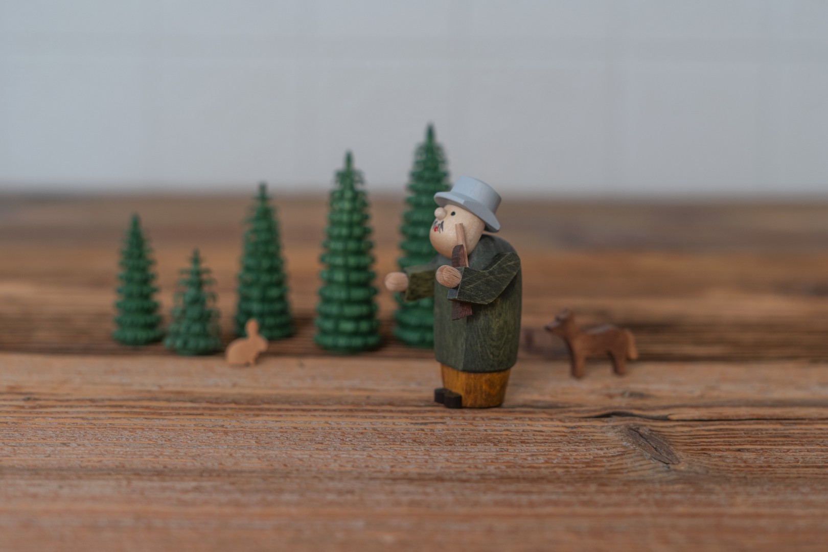 Jäger mit Spanbäumen Erzgebirge Miniatur