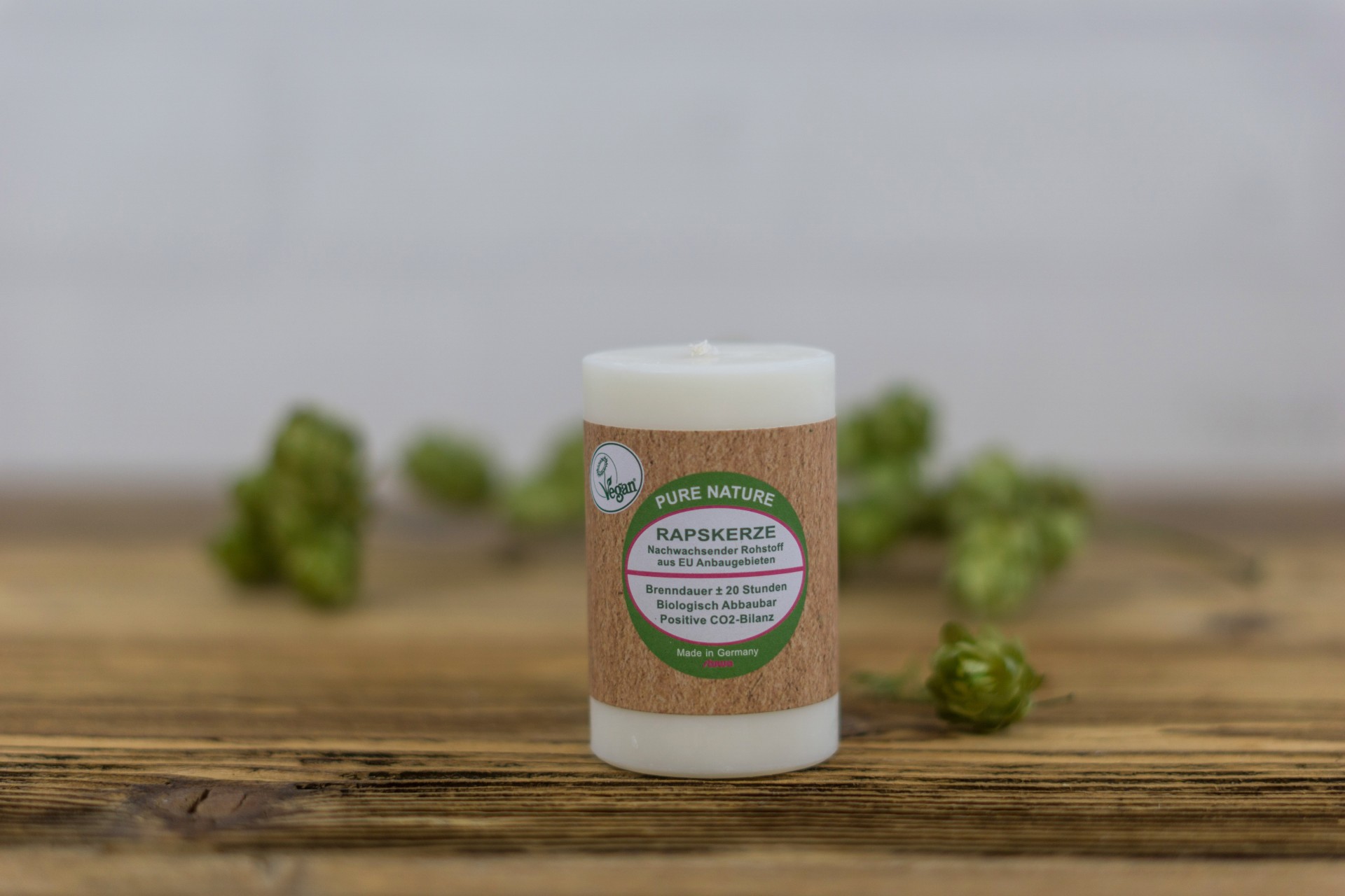 Stumpenkerze weiß Rapswachs