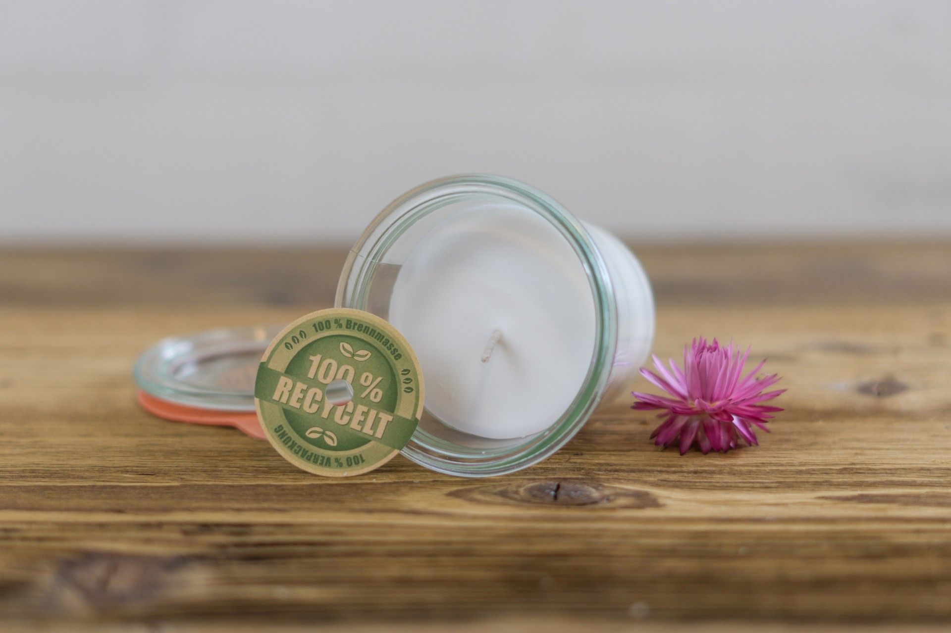 Eichenbrett Recyclingkerze im Glas