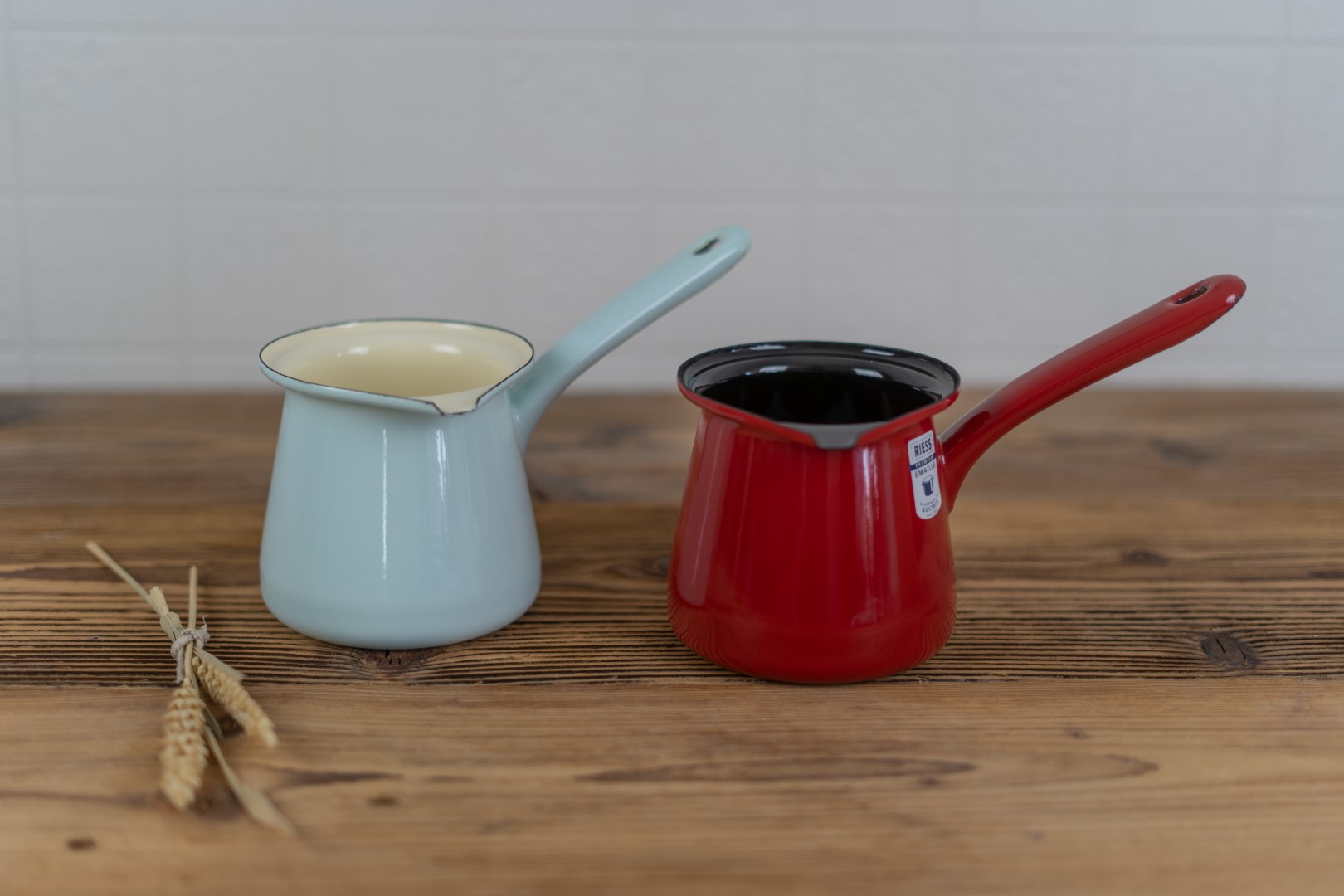 Kaffekocher rot türkis