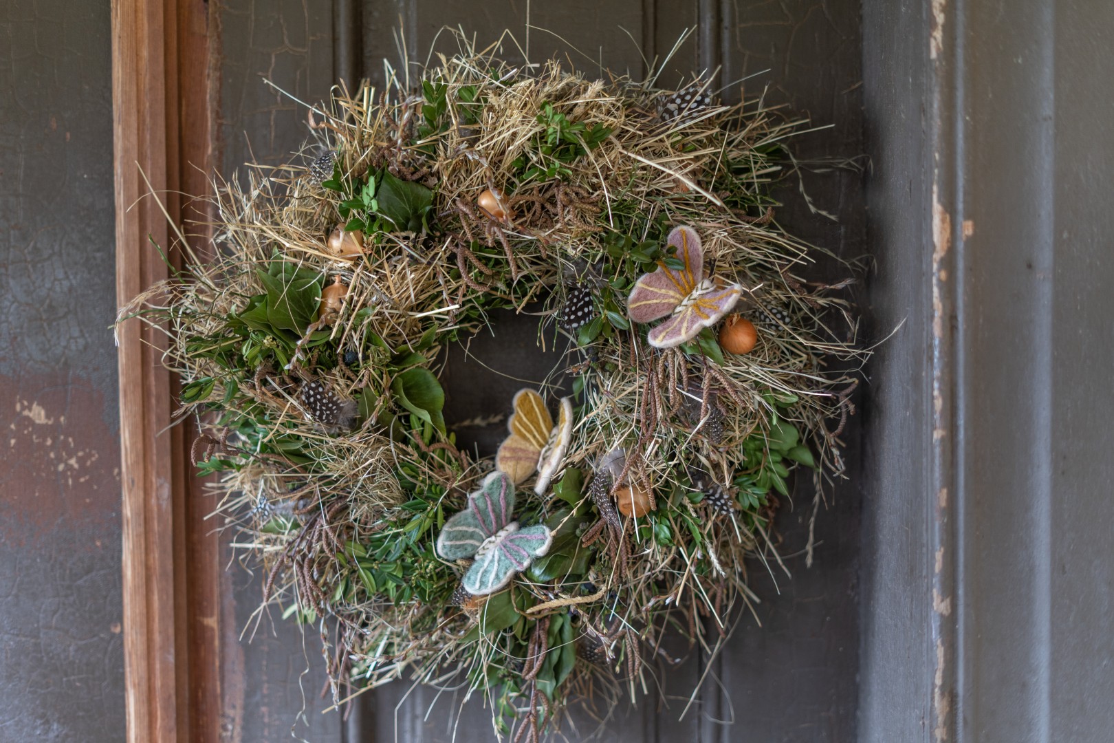 Filz Schmetterlinge als Türkranz Deko