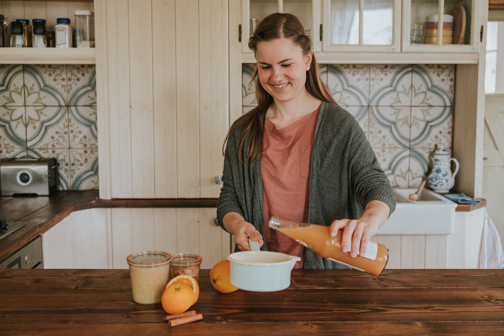 Stielkasserolle Riess Emaille für Punsch