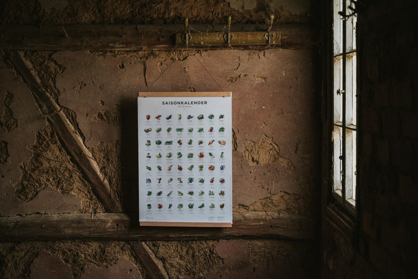 Saisonkalender Poster mit Obst und Gemüse