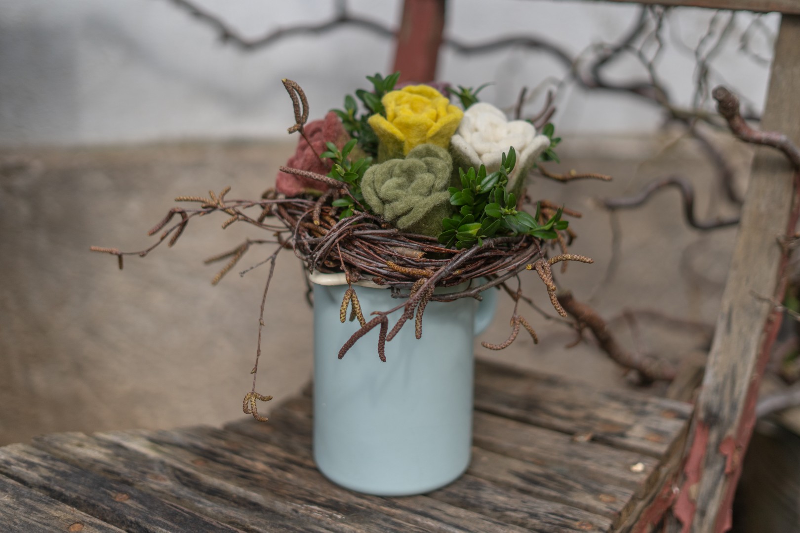 5 Filz Tulpen Gry & Sif in Vase